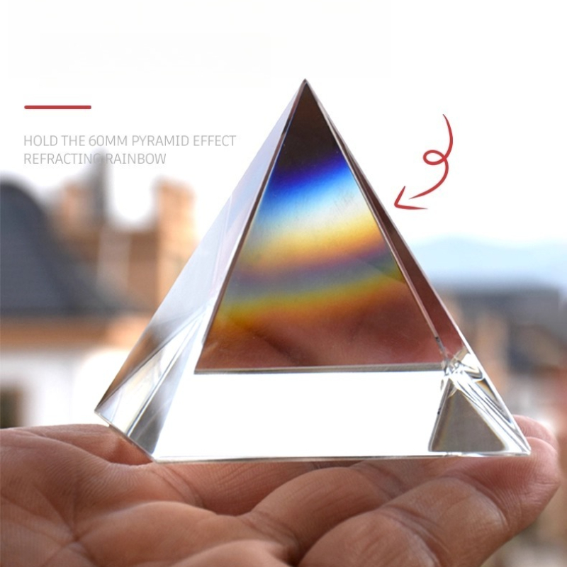 Lighting Glass Photography - ปริซึมทรงปิรามิดสี่เหลี่ยม 40 มม./60 มม. คริสตัลแก้วออปติคอลสีรุ้ง สำหรับการถ่ายภาพ